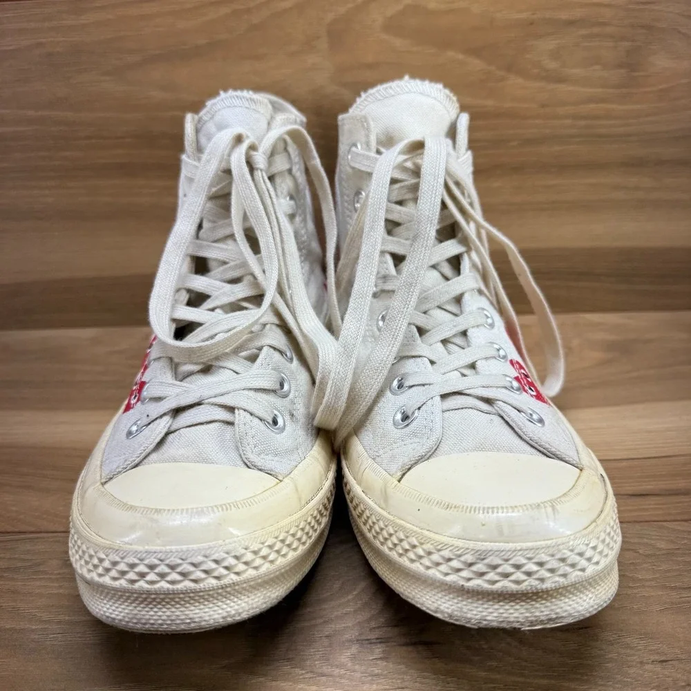 Comme Des Garcons Play Converse Mens 8 White High Top Sneakers